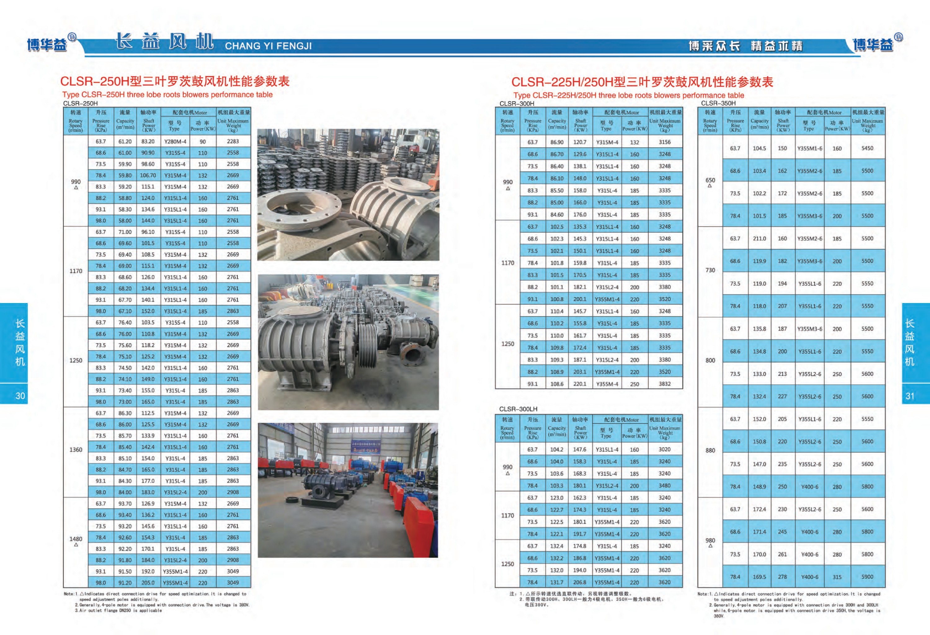 高压型罗茨鼓风机性能参数表